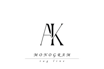 AK Initials Stylized Monogram Design Featuring Intertwined. Artistic representation of monogram initials creatively arranged and displayed.