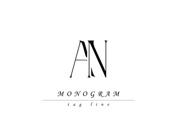 AN Initials Stylized Monogram Design Featuring Intertwined. Artistic representation of monogram initials creatively arranged and displayed.