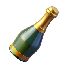 Elegant champagne bottle isolated on transparent background, perfect for celebrations