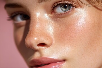 Close up of a healthy skinned young woman Half