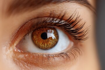 Close up of a long lashed brown eye
