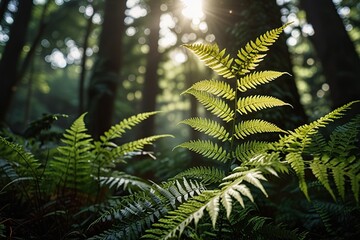 green fern leaves