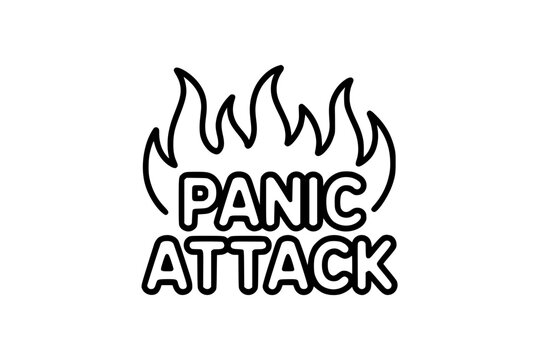 Panic Attack Icon &ndash; Bold Black and White Vector Line Art of Anxiety and Stress Illustration