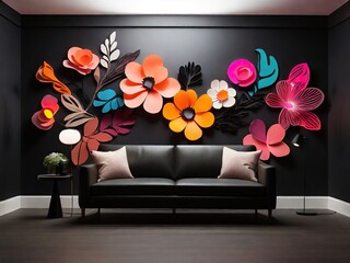 modern living room with flowers