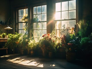 Windows with plant indoor