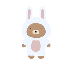 Funny cartoon bear dressed in bunny costum