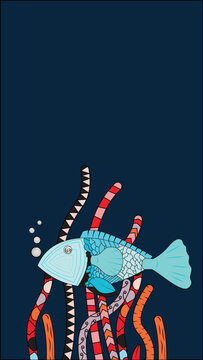 ornament fish idea desain batik sea