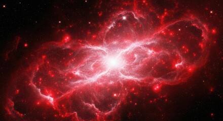Vibrant Red Nebula Bursting With Cosmic Energy and Stars