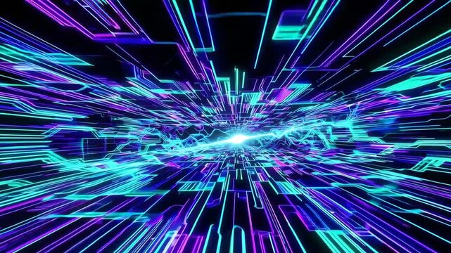 Futuristic internet network background with high-speed lines and holographic grids.