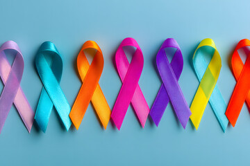 colorful ribbons, world cancer day, World Autism Awareness Day concept