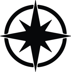 Vector Illustrator Nautical compass rose navigation symbol simple Silhouette