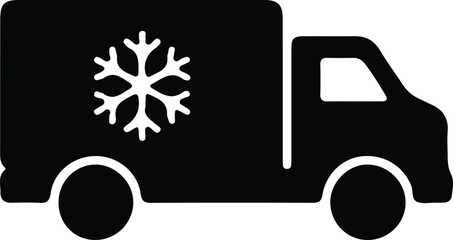 Vector Illustrator Reefer truck delivering chilled goods food Silhouette