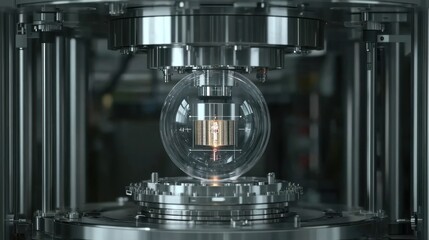 High-Precision Industrial Machine with Glass Sphere