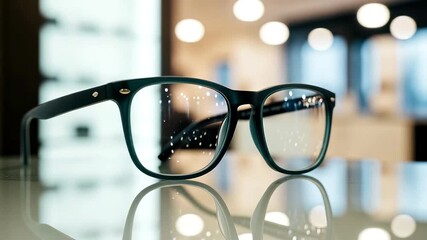 Stylish Eyeglasses:  Modern Optical Frames,  Reflective Surface,  Clean Design.