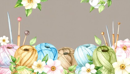 Watercolor yarn and flowers