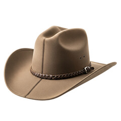 Light Brown Felt Cowboy Hat with a Braided Leather Band and Buckle