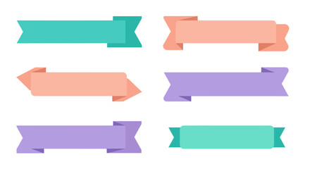Minimalist gradient ribbons and banners are displayed in pastel tones for decoration and design elements