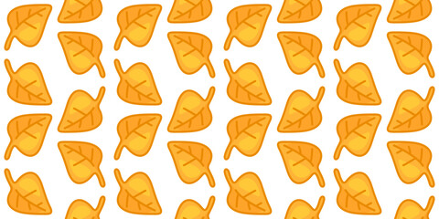 Seamless Autumn Yellow Leaf Pattern cartoon yellow autumn leaves arranged in a seamless seasonal pattern in flat style on a white background