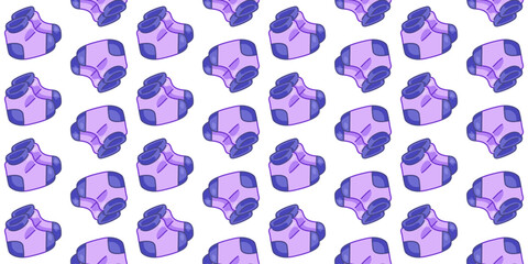 Seamless Purple Cartoon Sock Pattern. Seamless pattern with purple socks in cartoon flat style. Cozy accessory illustration on white background.