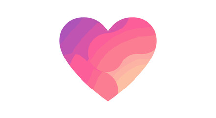 Gradient heart symbol is illustrated in pastel pink and purple tones as a sign of love and romance