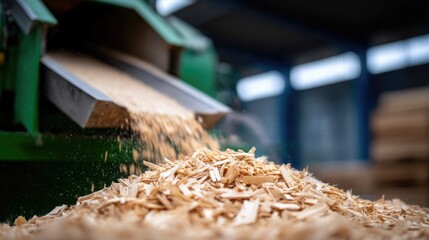 Industrial Machine Producing Biomass Wood Chips