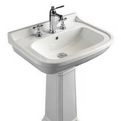 Elegant classic white porcelain pedestal sink with chrome faucet for timeless bathroom design