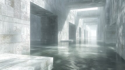 Submerged Concrete Labyrinth: An Architectural Enigma