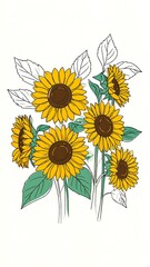 Naklejka premium Floral bouquet of sunflowers