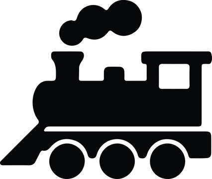 Vector Illustrator Toy train with smoke puffing Silhouette