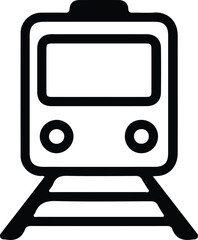 Vector Illustrator Train subway front view line art Silhouette