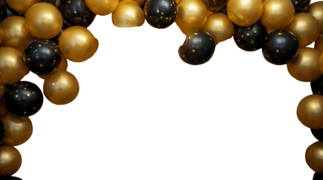 Elegant Metallic Golden and Black Balloon Arch Decoration for Celebration Event