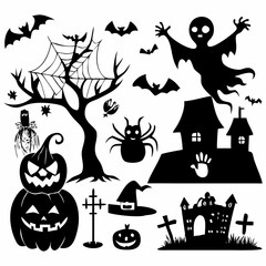 Halloween Vector Illustrations Haunted House & Trick or Treat.eps