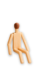 A minimalist wooden figure crafted from matchsticks, sitting in a relaxed pose, showcasing simplicity and creativity, ideal for artistic and decorative purposes.
