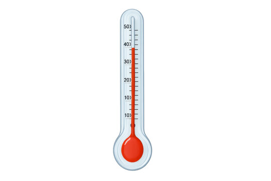 Thermometer showing hot temperature on transparent background