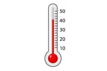 Thermometer showing increasing temperature on transparent background