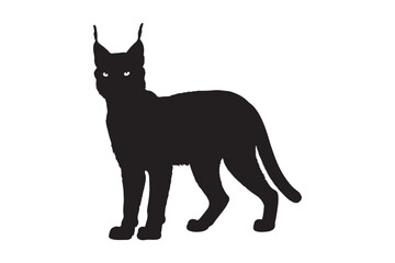 Silhouette of a black lynx with bright eyes