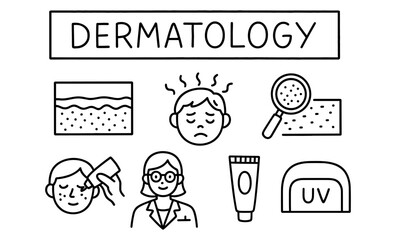 Skin care concepts with dermatology icons in linear style