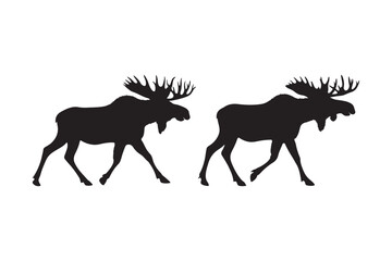 Two black moose silhouettes walking side by side