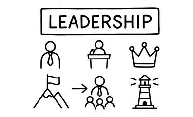 Essential elements and symbols of modern leadership in linear style