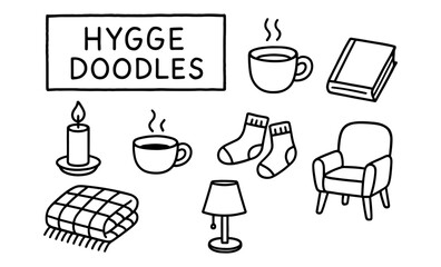 Cozy hygge doodles: embracing warmth and comfort with simple hand-drawn elements