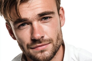 Obraz premium Portrait of a young attractive man on a white background