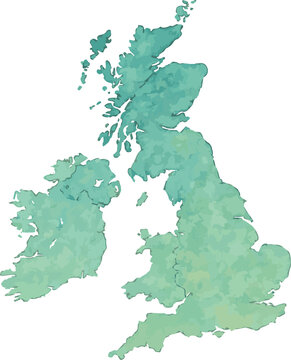 Watercolor vector illustration of a map of united kingdom
