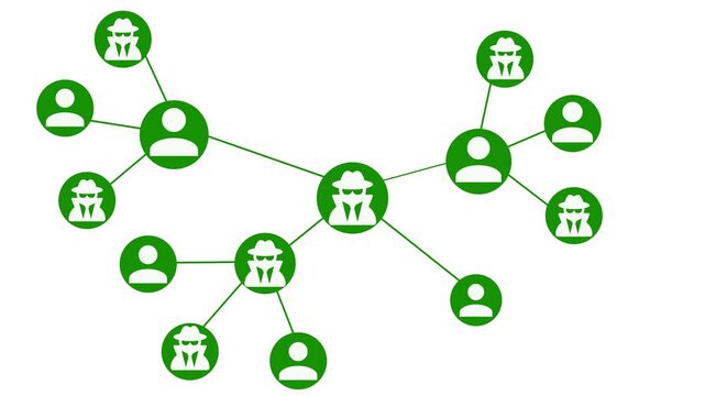 Network Diagram with Mysterious Figures Animation