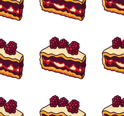 Seamless Raspberry Cheesecake Pattern Illustration