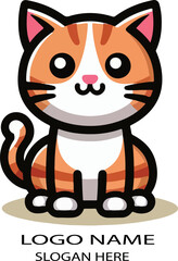  Cat cartoon logo icon vector white background .