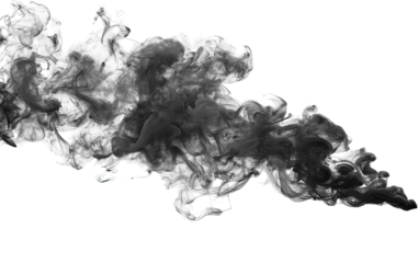 Abstract grayscale image of swirling, billowing smoke