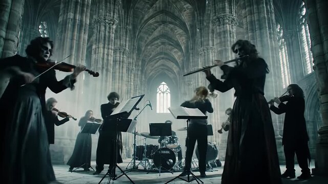 Dark Orchestra in Ancient Church.