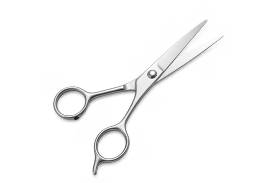 Professional hairdressing scissors on transparent background