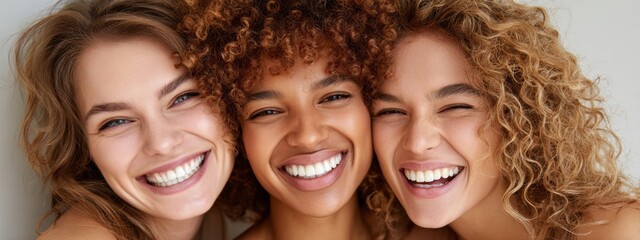 Friends smiling together in a bright indoor setting while enjoying each other's company and celebrating friendship