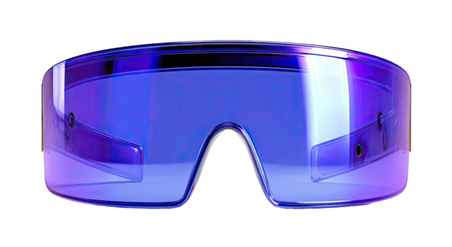 Purple futuristic goggles.  Clear lenses.  Bold frame